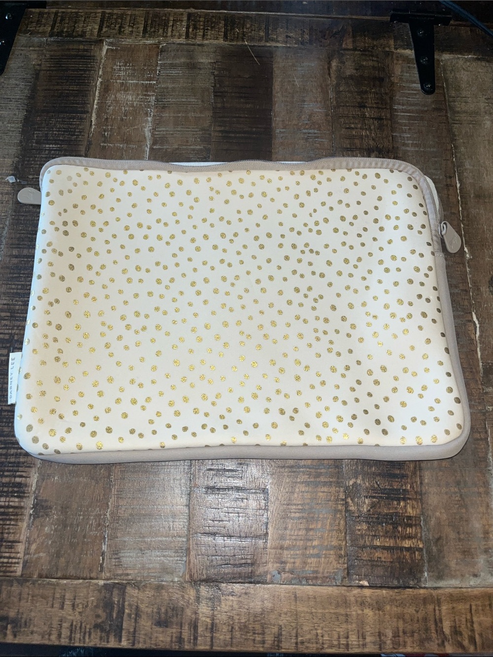 Dabney Lee Cream Laptop Sleeve with Gold Polka Dots